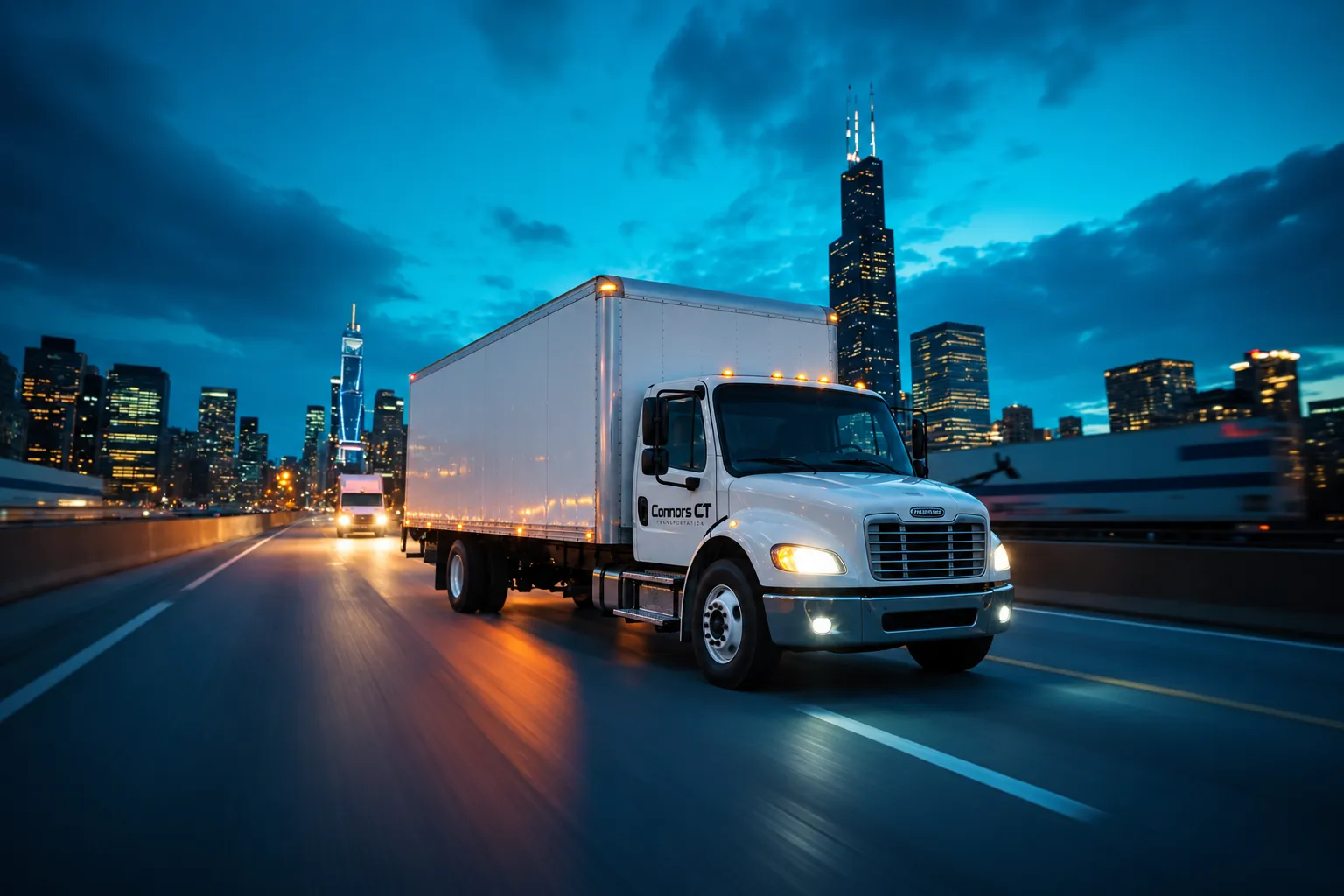 Connors semi truck on Chicago expressway